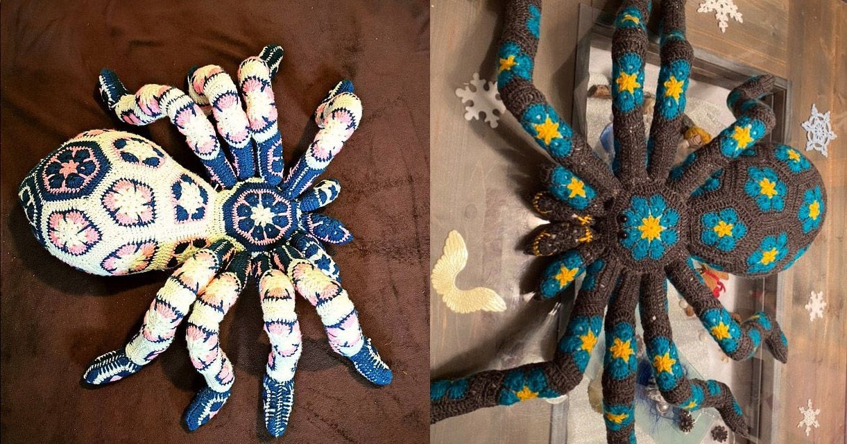 Giant Crochet Spider - Soft cuddly knit tarantula spider crochet pattern