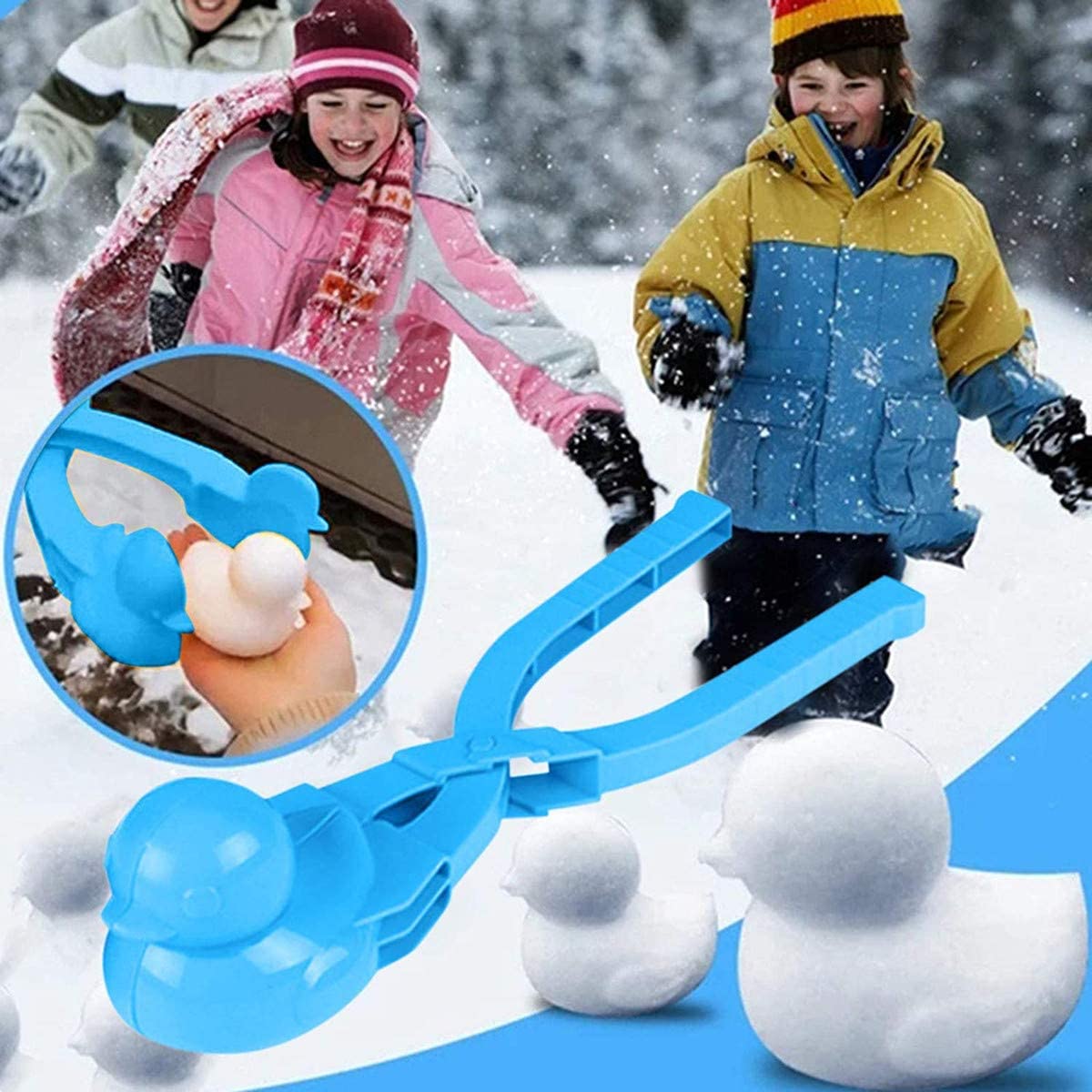 Snowball Maker, Unique Modeling Snowball Increase Fun of Playing Snow, Easily Make Snow Ducks Avoid Freezing Hands Cartoon Snowball Clip（Football/Duck/Snowman/Penguin Randomly Color 