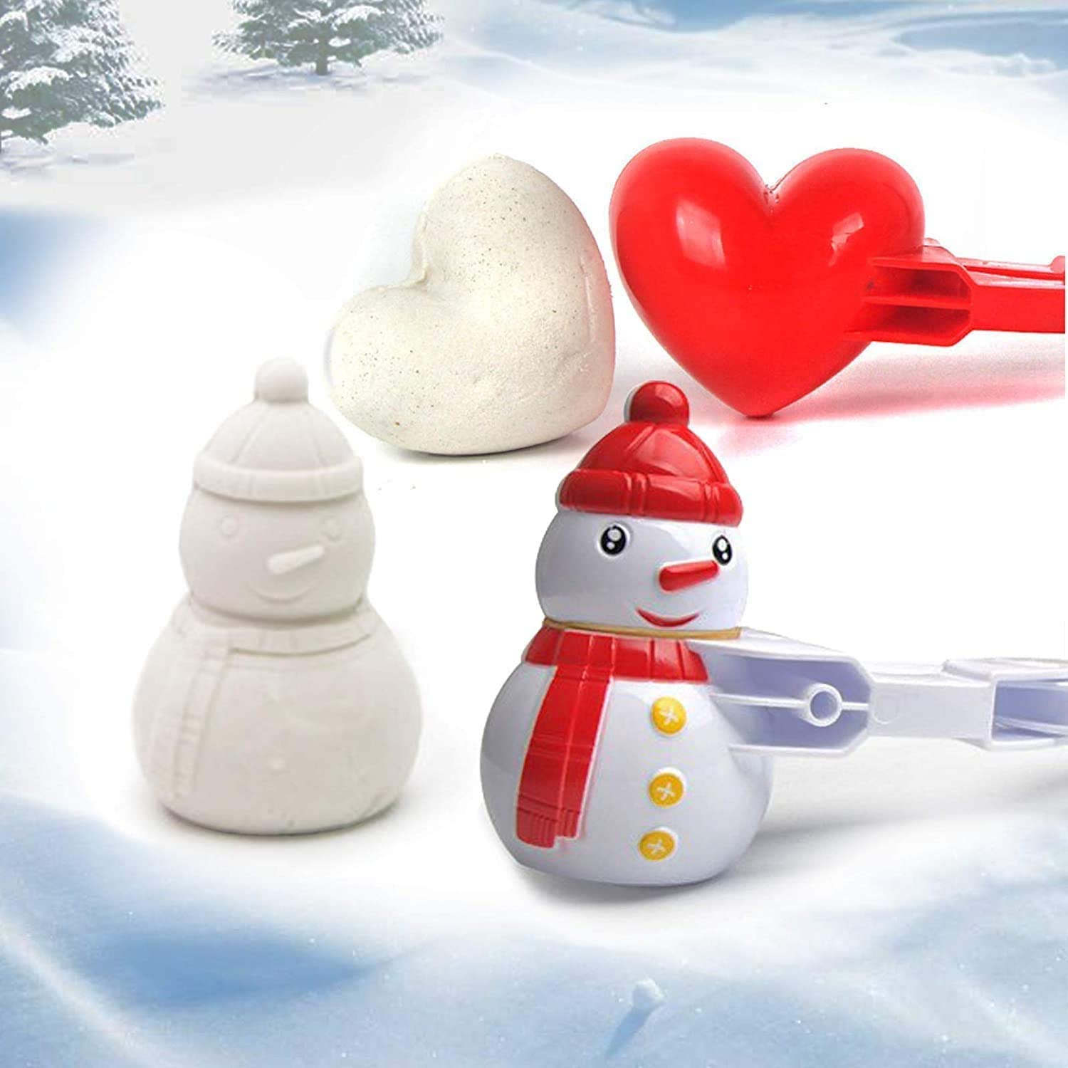 Heart Snowball Maker Winter Plastic Snowball Maker Clip Kids Outdoor Mold Toys U