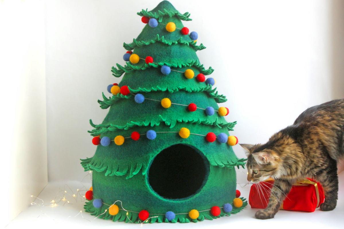 christmas tree cat plush