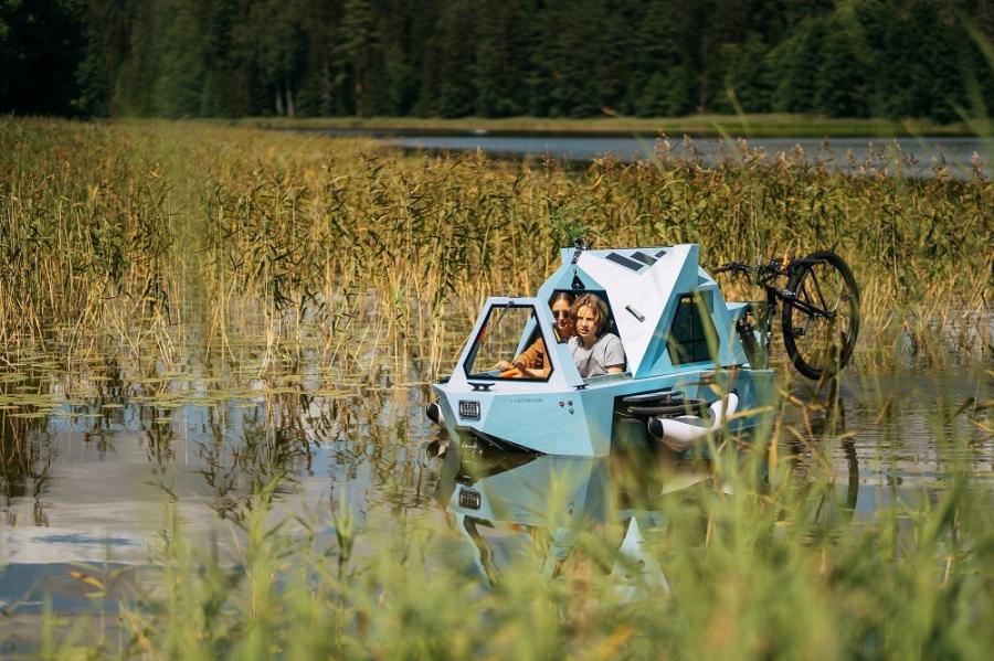 The Z-Triton Is A Three-Wheeled Amphibious Bike-Powered Camper