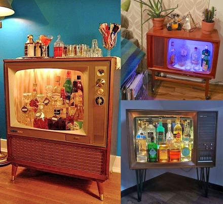 People Are Turning Old Vintage Tvs Into Liquor Cabinets And They Look Amazing