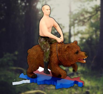 Vladimir Putin Riding a Bear Action Figure