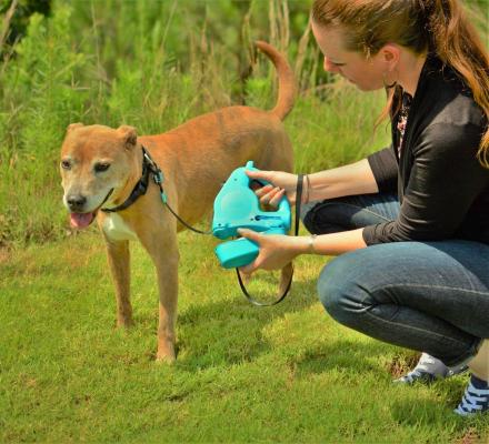 Retractable dog lead with poop 2024 bag holder