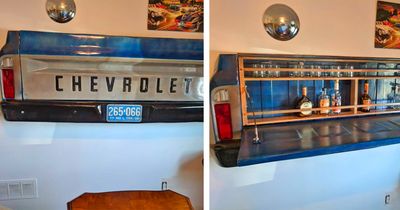 This Wall-Mounted Truck Tailgate Bar Is The Perfect Home Bar For Truck Lovers