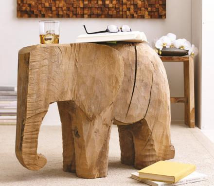 Wooden Elephant Side Table