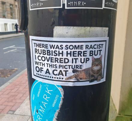 You Can Now Get Giant Cat Stickers To Cover Up Racist Graffiti You Find On The Streets