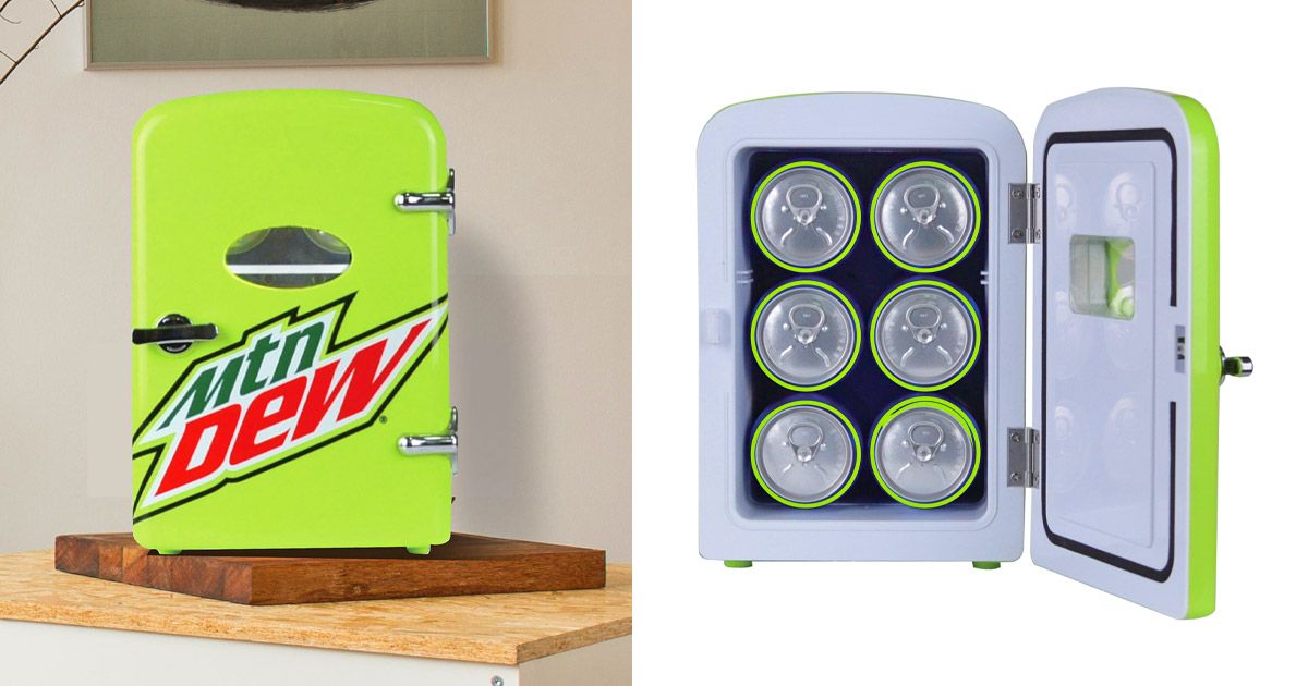 6 can mini fridge mountain dew