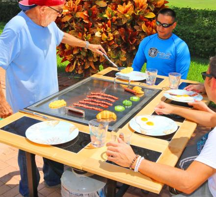 Outdoor hibachi shop grill table