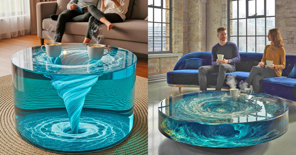 Water vortex coffee tables