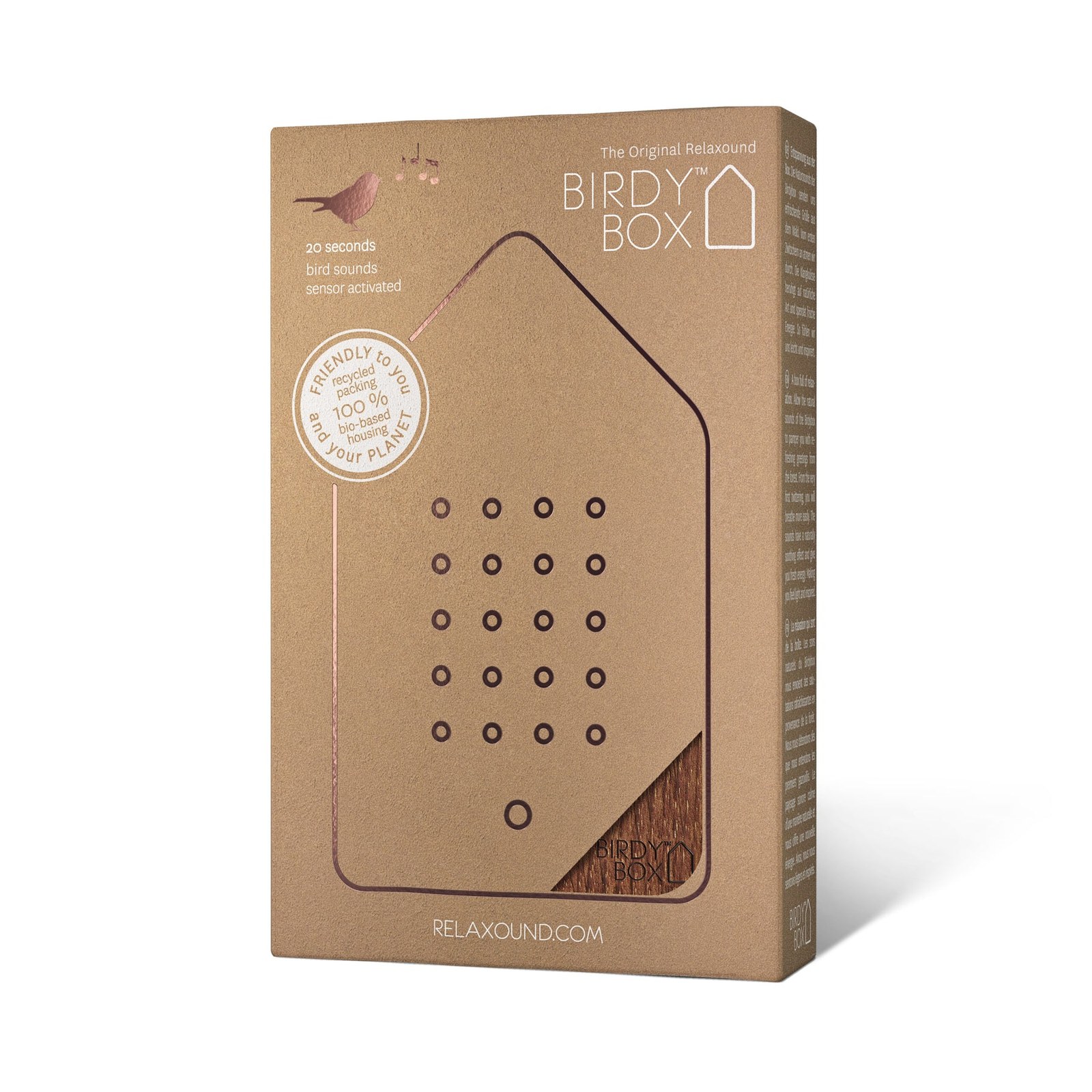 RELAXOUND Birdybox Dark Oak packaging box