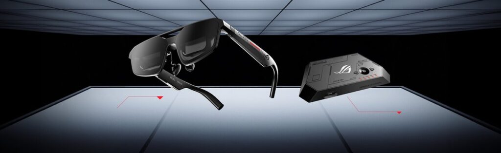 ROG XREAL R1 glasses with virtual gaming screen concept