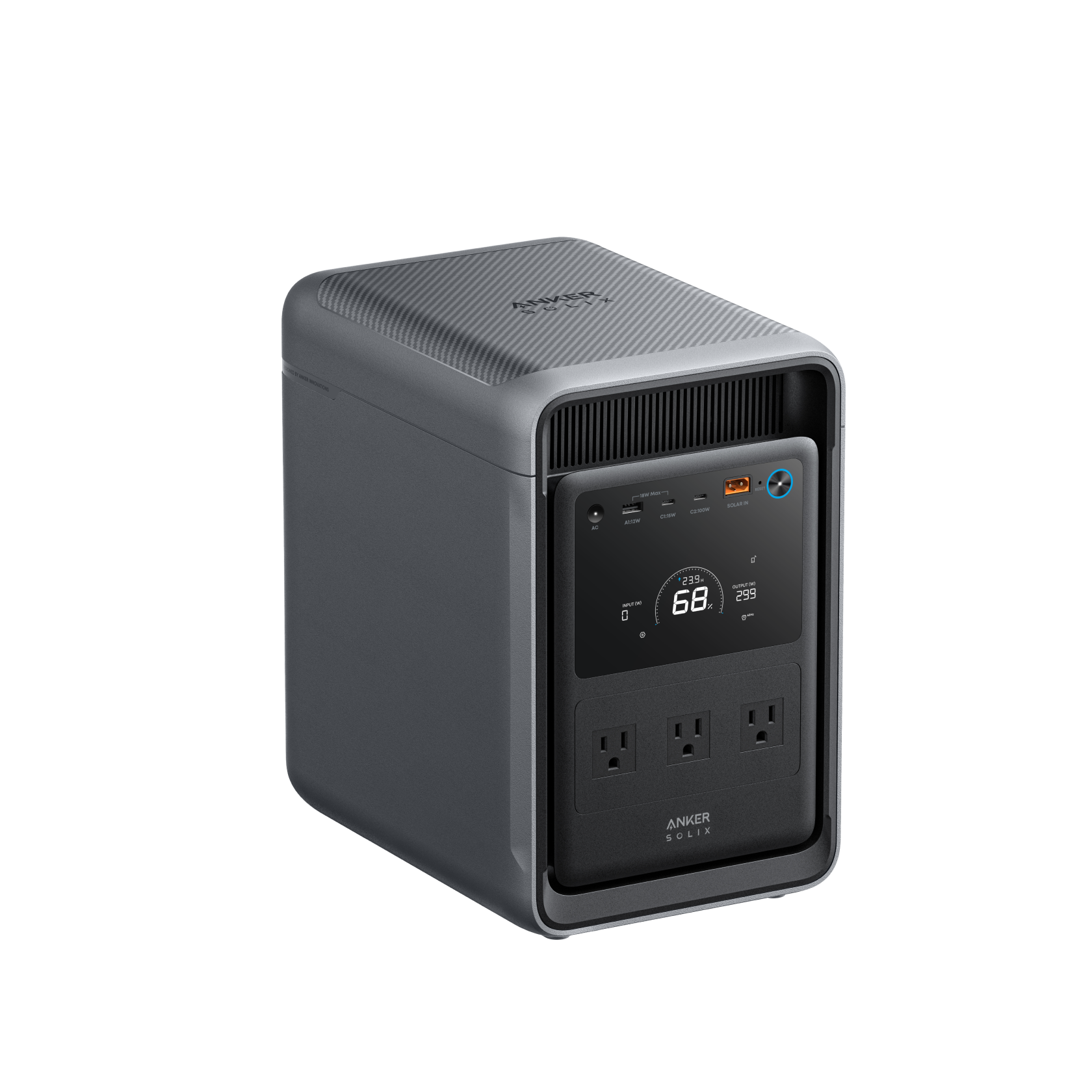 Side view of the Anker SOLIX S2000 portable power station
