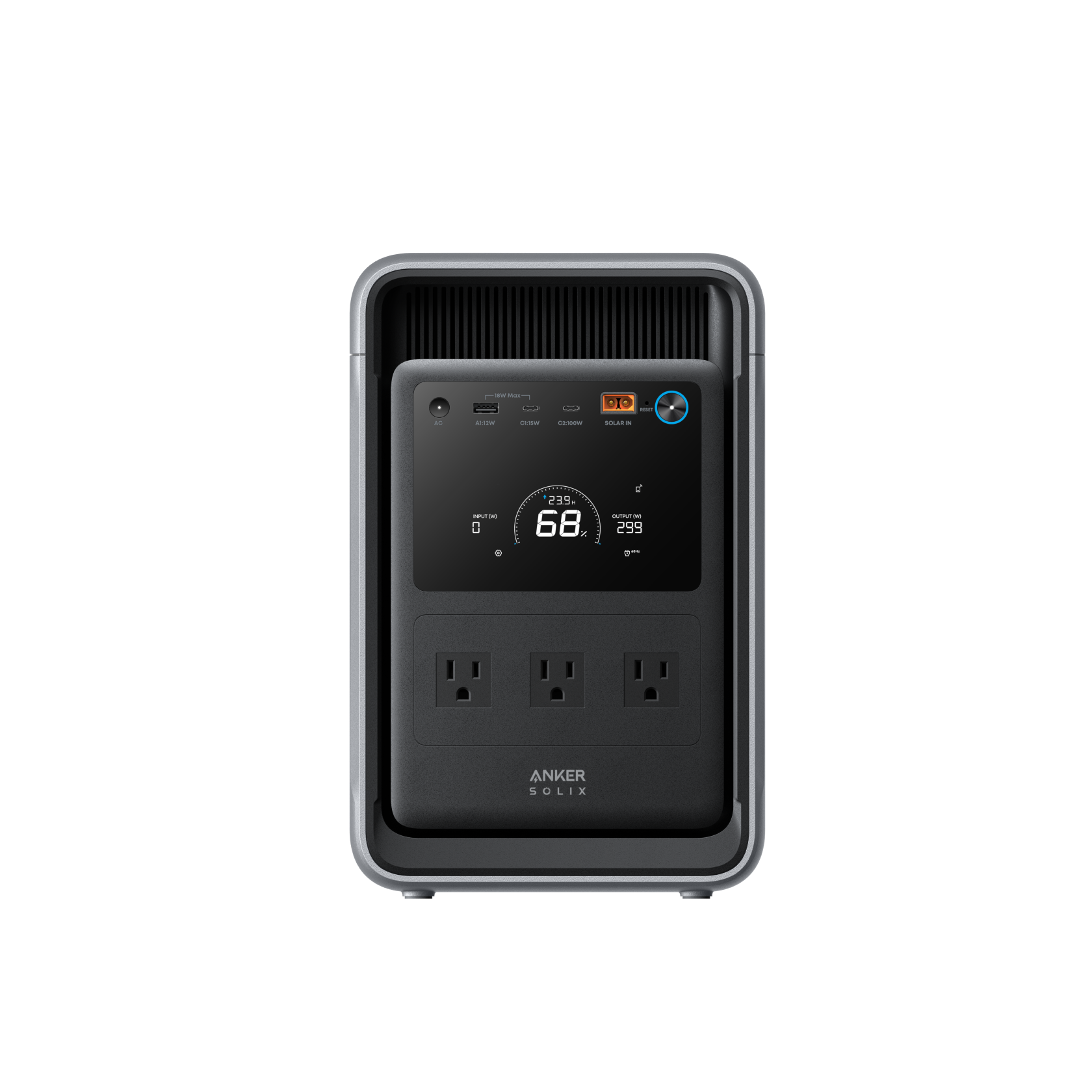 Anker SOLIX S2000 ports and display details