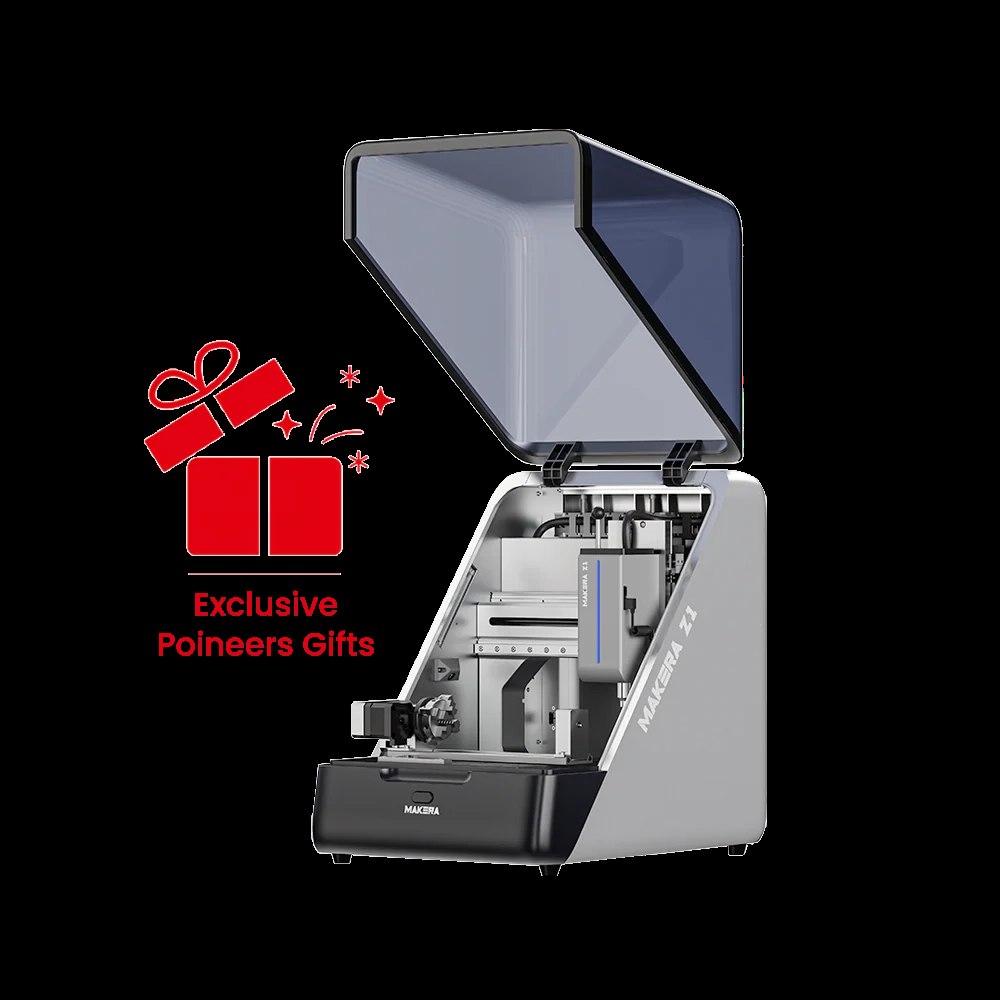 Makera Z1 desktop CNC with the enclosure open