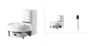 Two product views of the SwitchBot K20+ Pro multitasking home robot