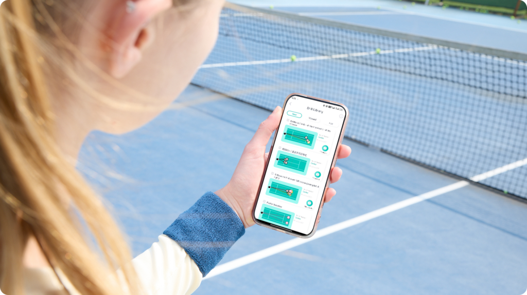 PongBot Aura app control shown courtside