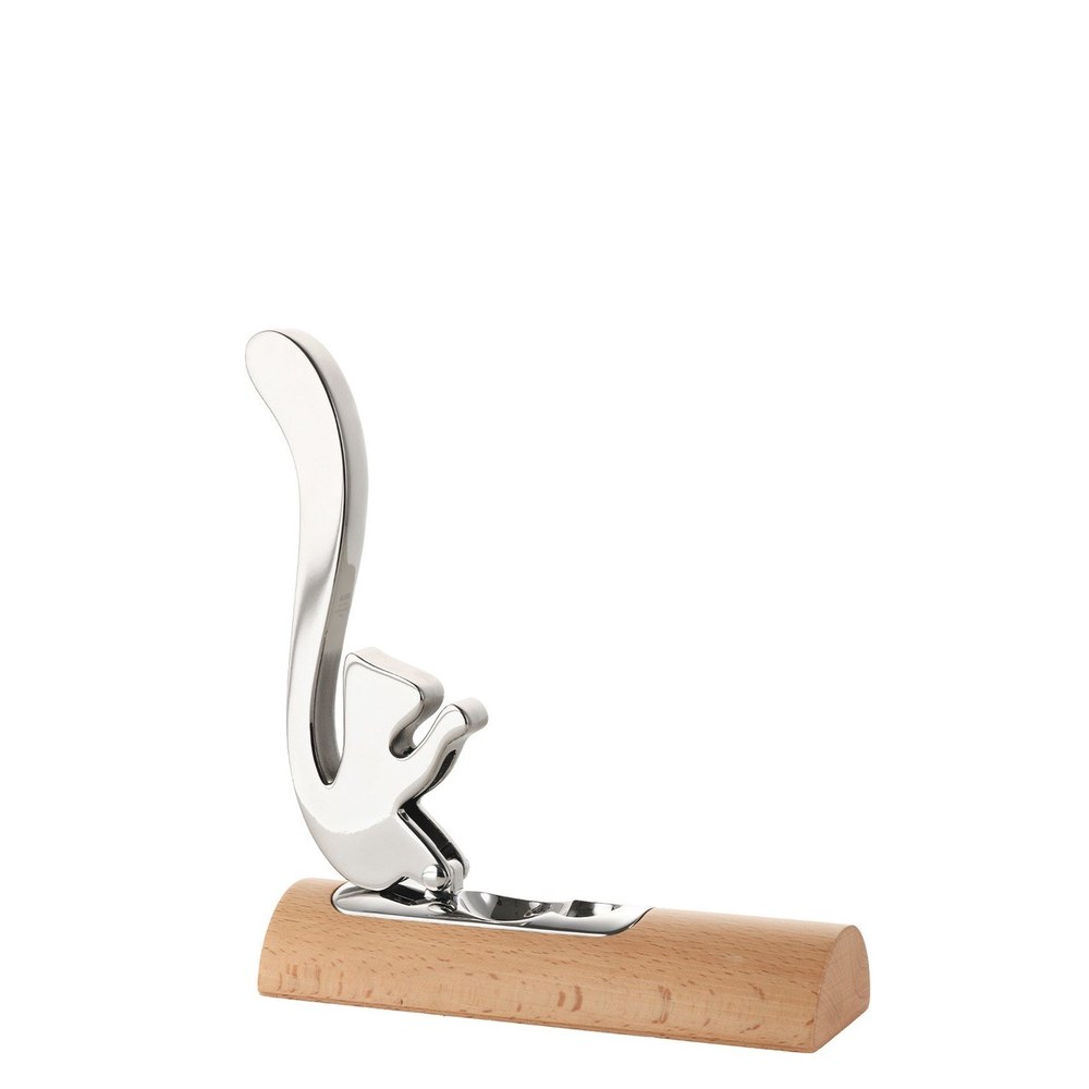 Close-up detail of the polished squirrel handle on the Alessi Scoiattolo nutcracker