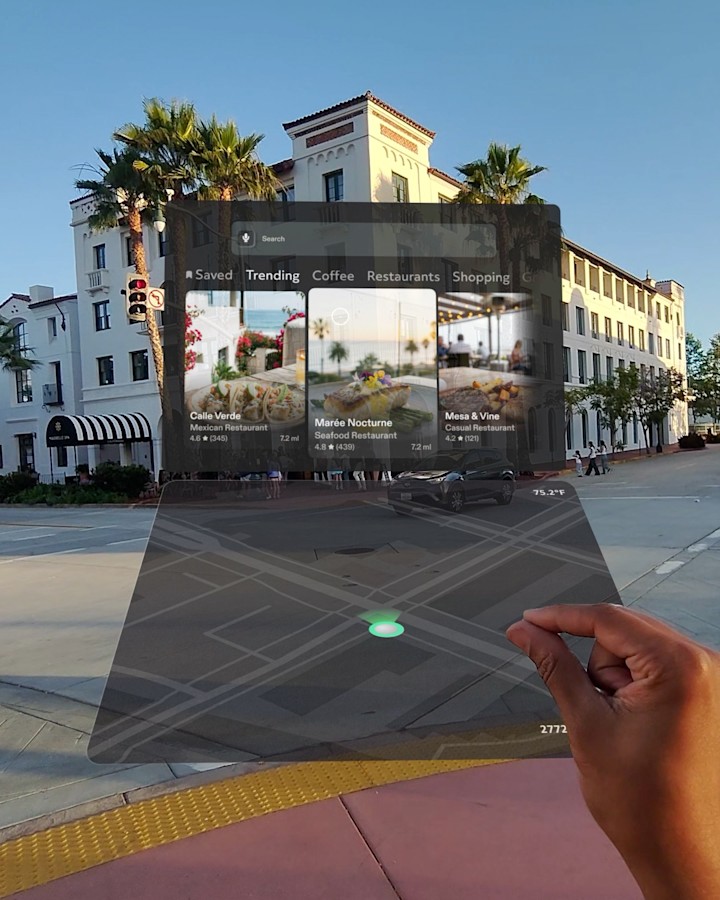 Snap Specs navigation and spatial computing example