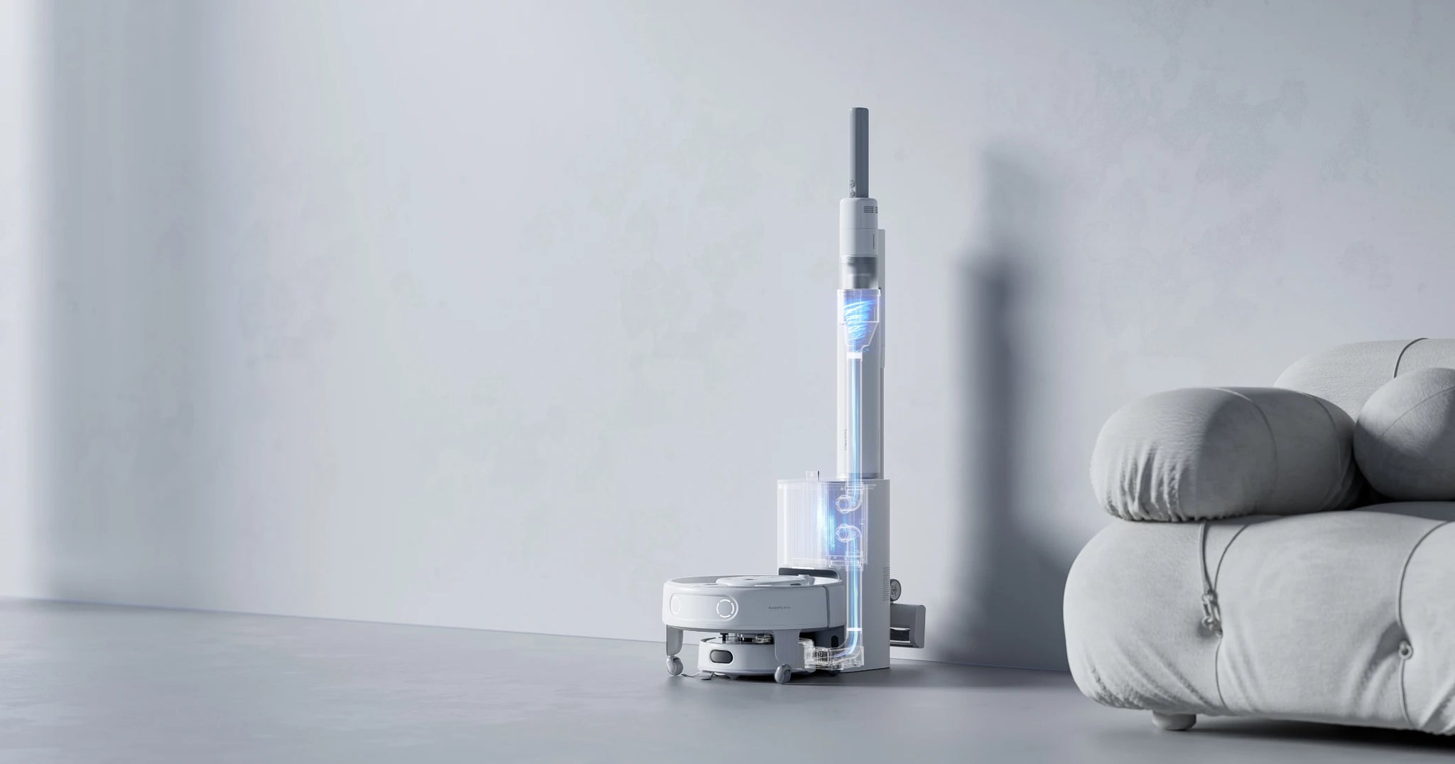 SwitchBot K20+ Pro showing dual dust collection for vacuum and robot debris