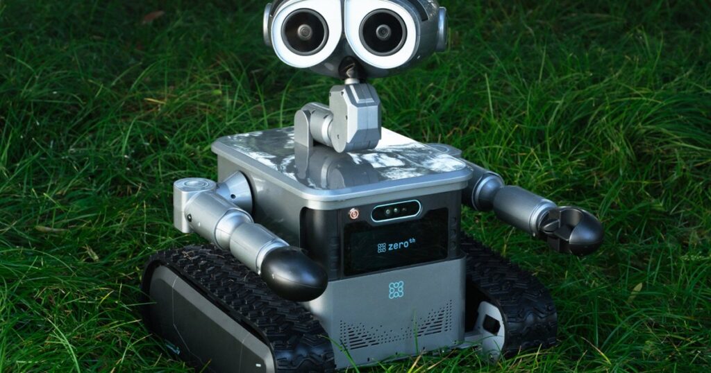 Zeroth W1 tracked mobile assistant robot in grass