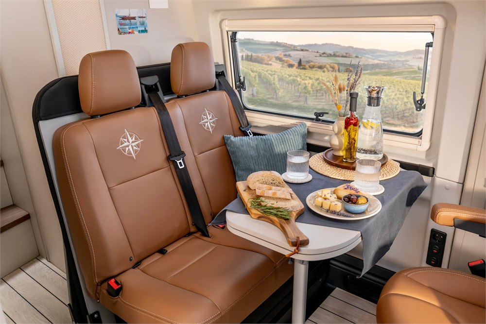 Westfalia Columbus Liner lounge and dinette interior