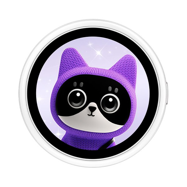 OPPO Bubble Mag E-Badge round magnetic display with a purple character face