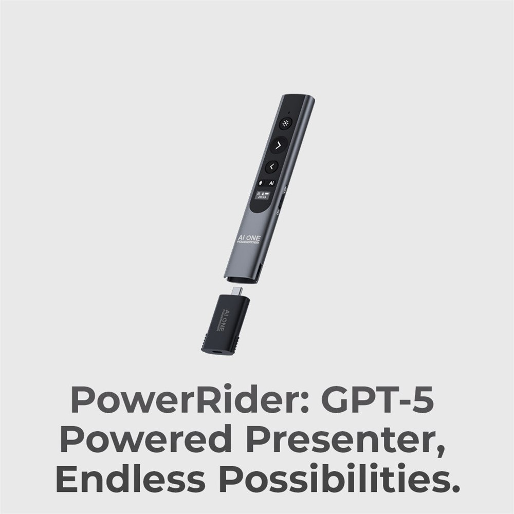 PowerRider P1 AI presenter remote with detachable receiver