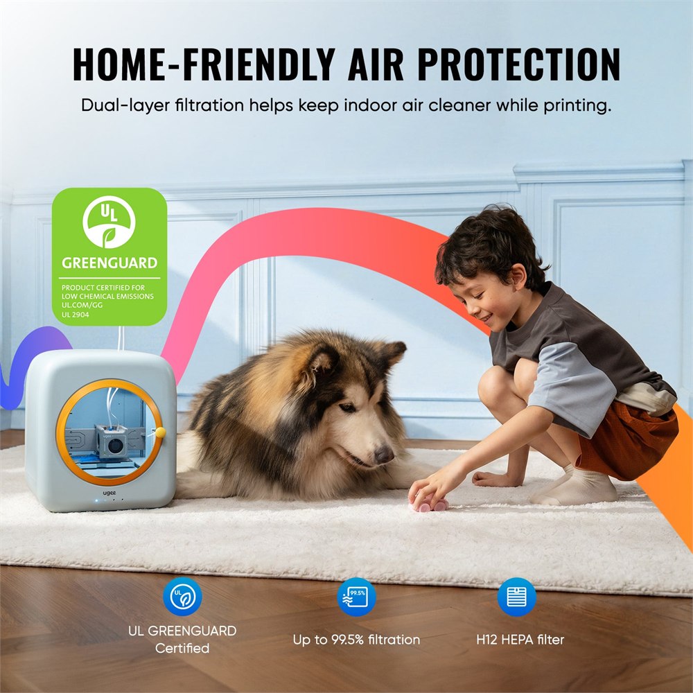 Funbox enclosed 3D printer shown in a home-friendly kid setting