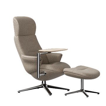Humanscale Diffrient Work-Lounge Chair with pivoting worksurface and ottoman