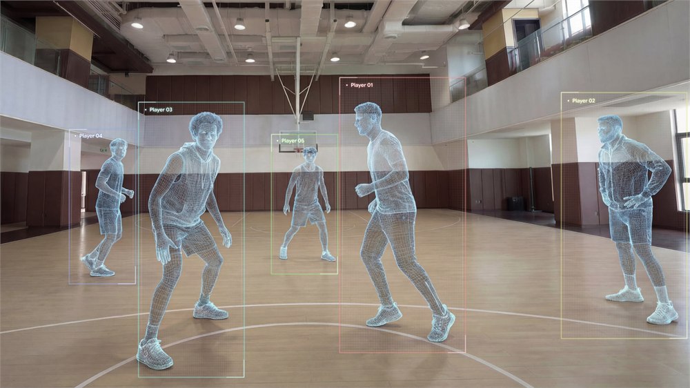 LUMISTAR CARRY tracking multiple basketball players on court