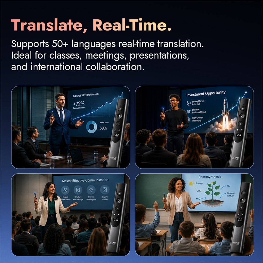 PowerRider P1 shown for multilingual presentations and classes