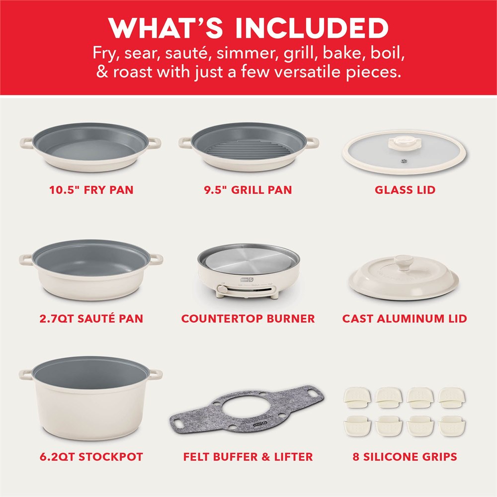 Dash Stacks cookware set contents layout