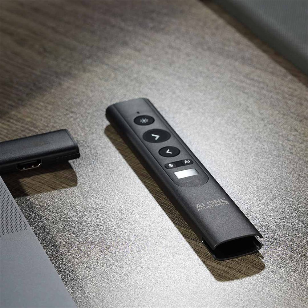 PowerRider P1 remote and detachable USB-C hub receiver on a desk
