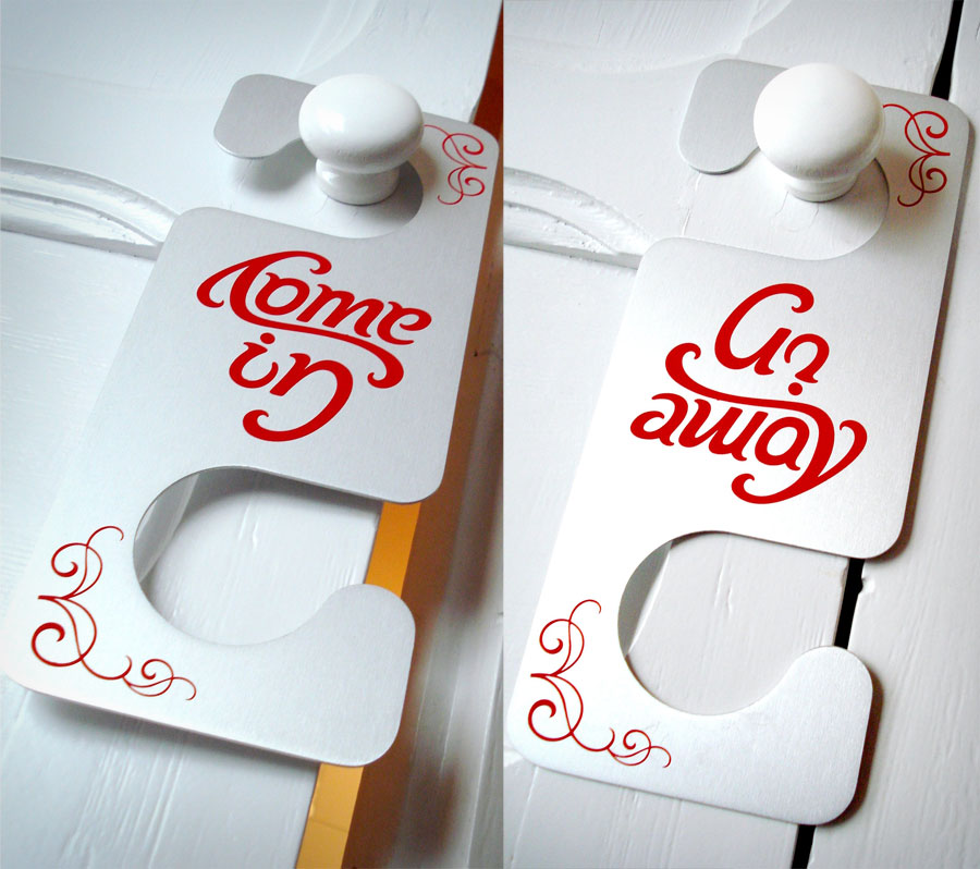 Come In Go Away Ambigram Door Hanger