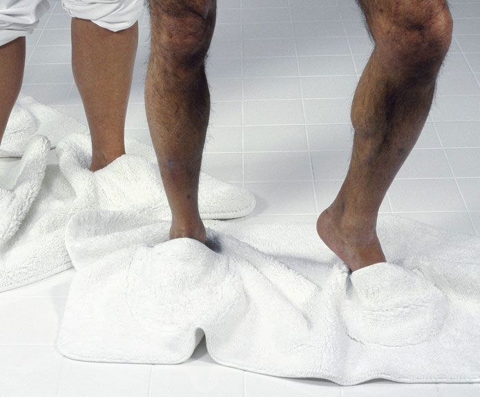 Mat Walk: A Bathroom Mat With Built In Slippers