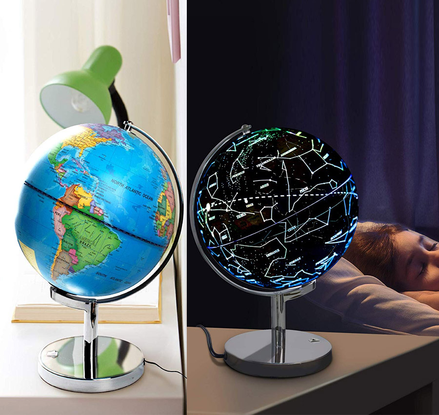 Celestial Globe Lamp Shows Earth During The Day, Constellations At Night