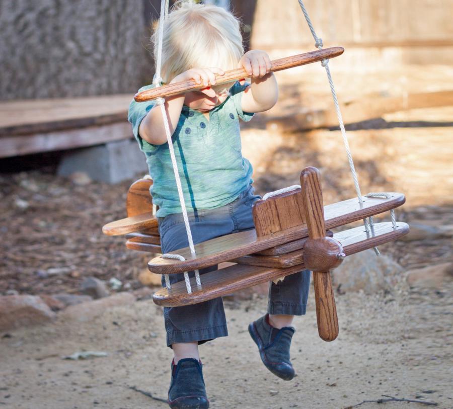 Kid's Outdoor Wooden Airplane Swing