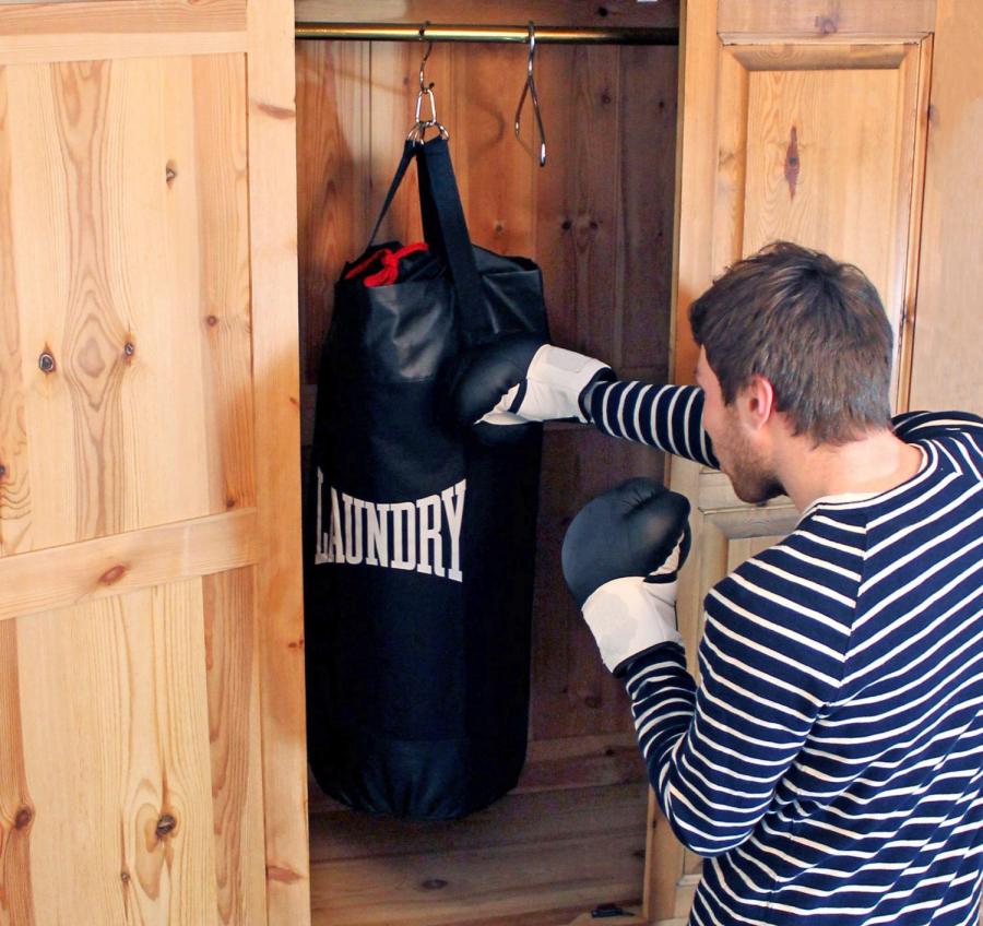 This Punching Bag Is Actually a Laundry Bag Filled With Your Dirty Clothes