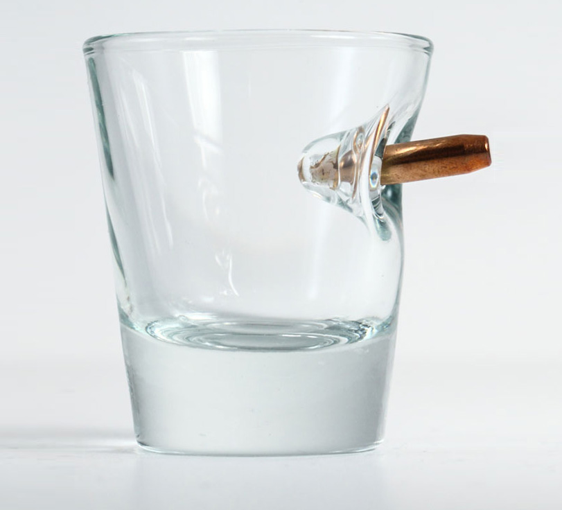 Bulletproof Shot Glass Has a Bullet Stuck in The Glass