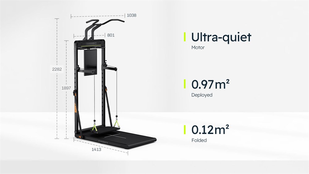 INNODIGYM OMNI X1 footprint and folding storage diagram