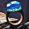 Beautiful Wooden Rings With Mini Landscapes Encapsulated In Resin