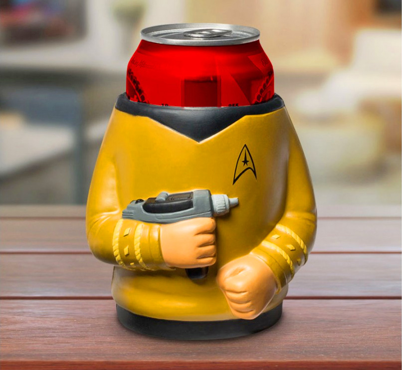 Star Trek Captain Kirk Holding Phaser Beer Koozie