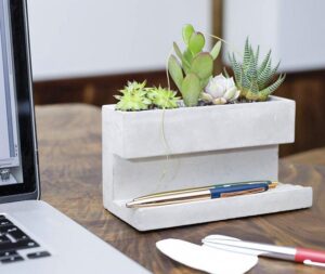 Concrete Desk Planter and Pen Holder