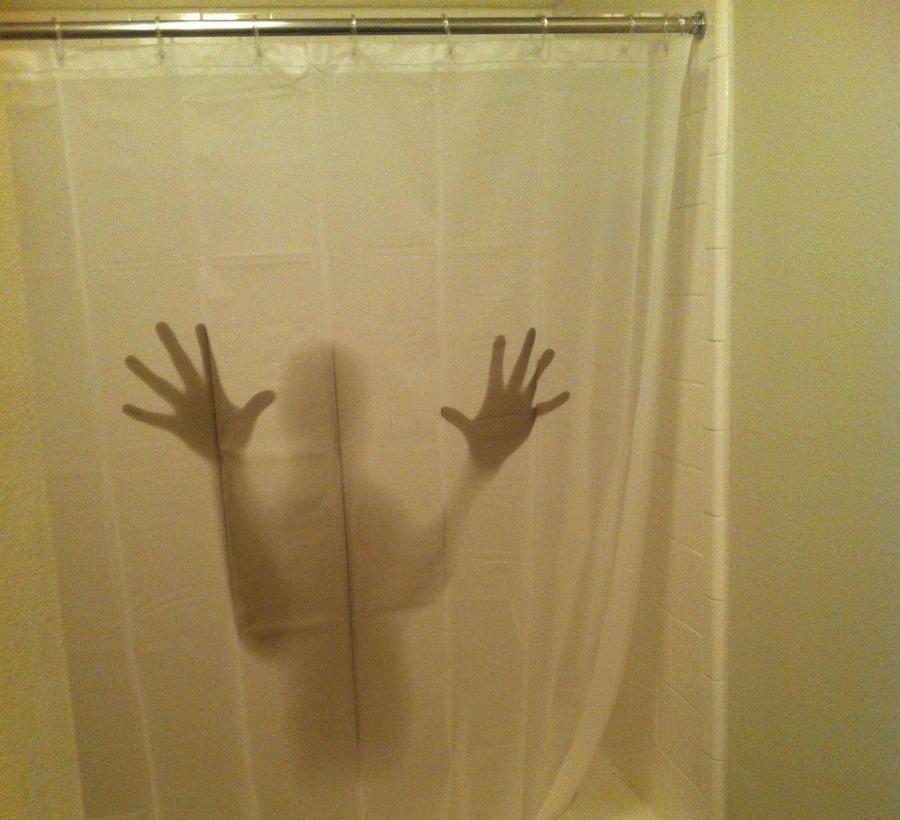 Shadowy Figure Scary Shower Curtain