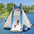 Giant Lake Inflatable Rock Climbing Wall and Slide