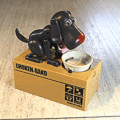 Hungry Dog Eating Coins Piggy Bank