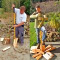 Logmatic Wedge Axe Uses a Slide Hammer To Easily Split Wood