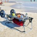 This Ingenious Beach Cart Converts Into a Beach Table With Integrated Cupholders