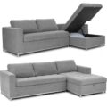 This Sofa Bed Has a Chaise Lounger That Pulls Up For a Storage Area